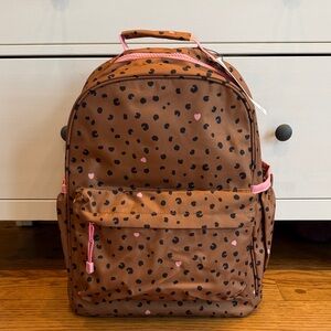 NWT- Crate& Kids-Charming Large Brown and Pink Kids Cheetah print Backpack